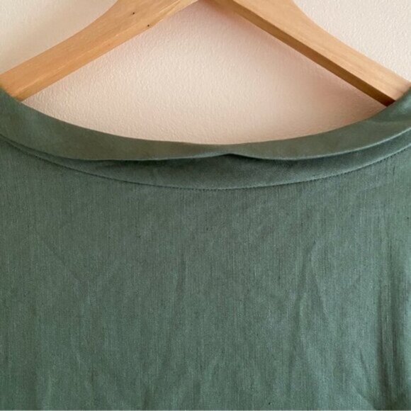 Blukey Tunic Dress Woman Large Green Linen Blend Pocket Oversized Coastal Resort - Picture 5 of 14